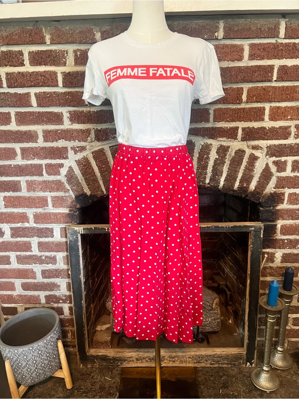 VINTAGE red polka dot skirt